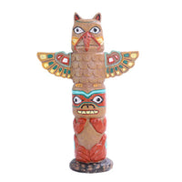 Carved Column Pole Freestanding Carved Column Pole Figurine Artistic Sculpture with Outstretched Appendages for Shelf, Cabinet, Living Room