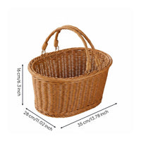 Market Basket Reusable Woven Basket Sturdy Handle for Bathroom