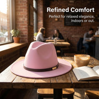 Fedora Hats for Women and Men with Removable Band, Polyester Felt Sun for Beach and Travel, Classic Flat Design, Adults