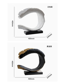 现代简约轻奢风创意海浪型雕塑摆件样板房酒店大厅玄关桌面工艺品