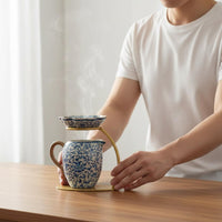Tea Pitcher with Strainer and Stand Elegant Design Traditional Tea Pitcher Set High Temperature Fired for Office