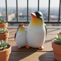 Mother and Child Penguin Statue Cute Design House Decoration for Garden, Desktop