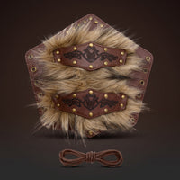 Leather Bracer with Embossed Lace-up Wrist Bracer Riveted for Halloween