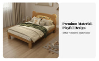 Childrens Wood Bed Built-in Lighting Solid Wood Bed Frame No Box Spring Needed Bedroom Furniture for Guests, Adults, Guest Room, Apartment