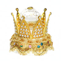 Faceted Crown Band Box Ornate Band Box with Clear Lid Compact Display Case with Clear Lid for Proposal, Wedding, Valentine's Day