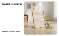 Childrens Wooden Bookcase Solid Wood Frame Toddler Bookshelf Little