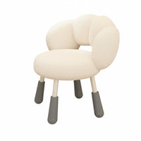 Height Adjustable Puff-Shaped Swivel Stool Ergonomic Backrest Upholstered Armless Chair Soft Upholstery Home Furniture Thickly Padded Seat for Students, Women, Adults, Dorm Room, Bedroom, Vanity Area