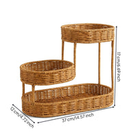 3 Tier Rattan Storage Rack Slatted Three-Tier Storage Rack Space-Saving
