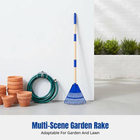 Kids Detachable Foliage Rake, Garden Tool, Wooden Handle, Universal Lawn