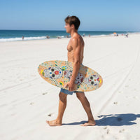 41-Inch Stand up Paddle Board Teardrop Shape Paddle Board Skull Print Wooden Surfboard Colorful