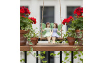 Resin Fairy Garden Hanging Decor Sisterhood Gift Two Fairies on a Swing Figurine Weather Resistant Swinging Sisters Fairy Statue for Gardeners, Patio