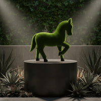 Flocked Horse Figurine Weatherproof Resin Horse Figurine Rustic Charm for Garden