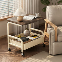 Storage Cart with Wood Top Foldable Cart with Table Top Compact for Living Room