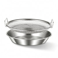 Mesh Draining Basket Low-Profile Oil Strainer with Handles Rust-Proof for Frying