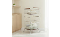 Rolling Laundry Cart Multi-Tier Wire Storage Wire Laundry Trolley Storage Rack for Utility Room