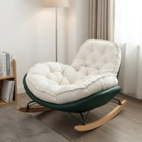 Upholstered Rocking Chair Wide Seat Upholstered Recliner Tufted Rocking Lounge Chair Sleigh Base Household Seating