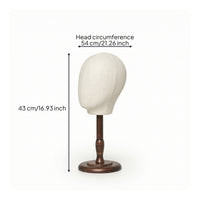 Freestanding Fabric Mannequin Head with Wooden Stand Countertop Mannequin Head with Wood Base Sturdy Hat Display Long-Lasting for Boutiques, Vanity