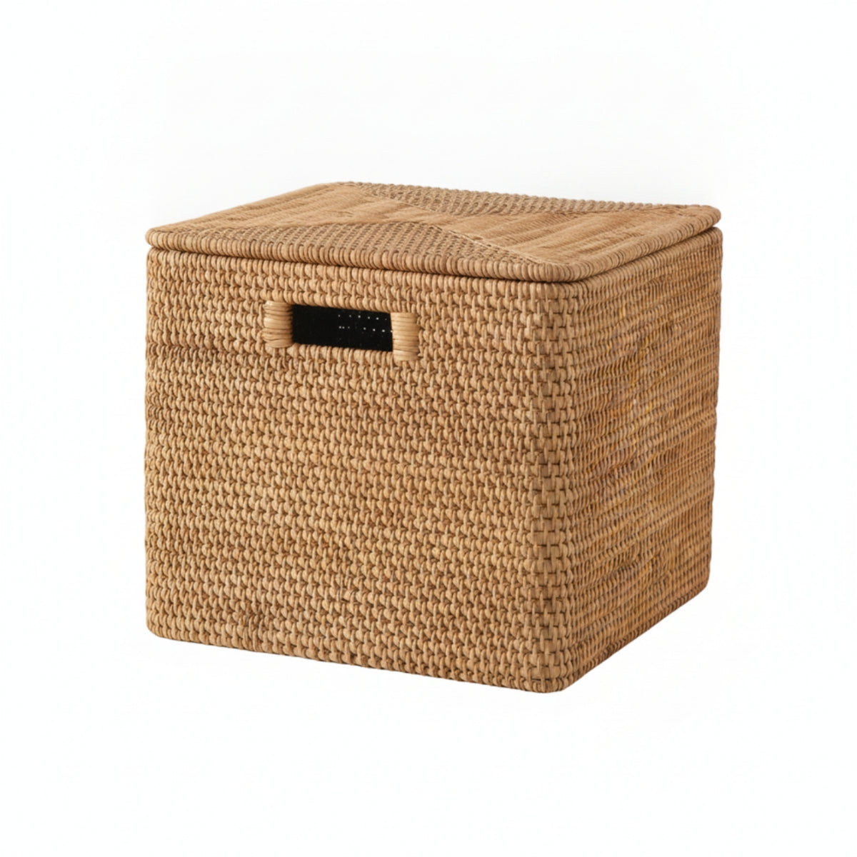 Rattan Storage Basket with Lid Small Lidded Rattan Basket Compact for Bedroom