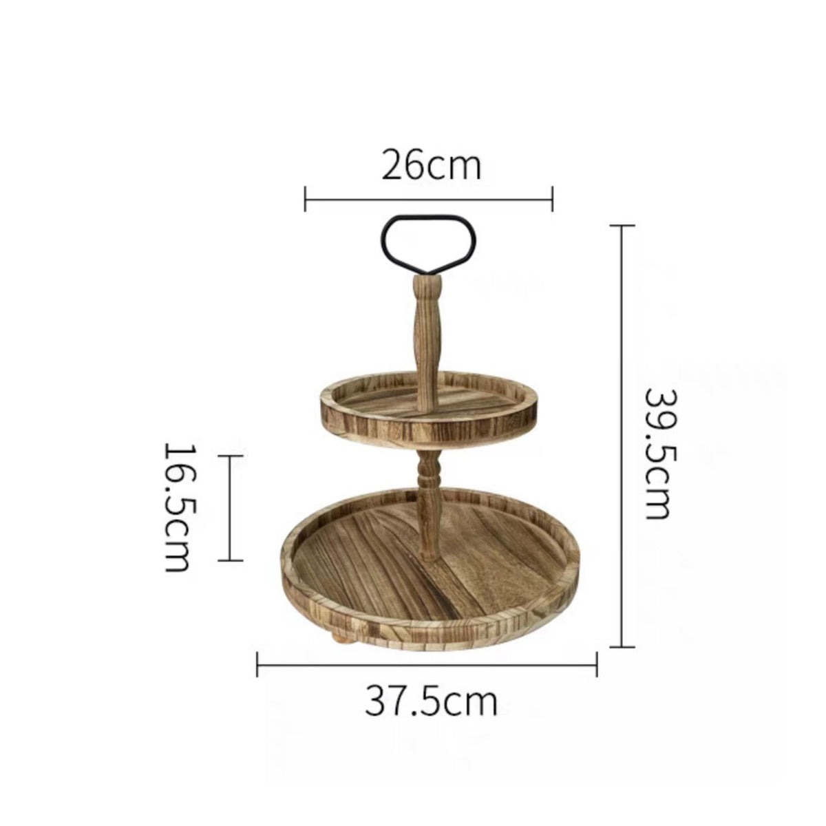 Two Tiered Dessert Stand Natural Wood 2 Tier Wooden Tray Crafted by Hand