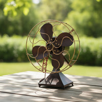 Vintage Fan Model with Pedestal Base Antique Decorative Fan Model Small Tabletop Decor for Cafes, Studios