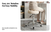 Height-Adjustable Padded Caster Stool 360-Degree Rotate Professional Chair High-Density Foam Easy to Clean for Spa, Studio