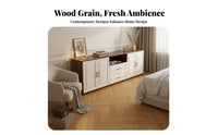 Wooden TV Cabinet Modern Simple Design TV Stand with Storage Multifunctional Living Room Entertainment Center for Bedroom, Small Apartment