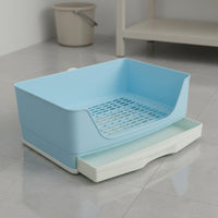 Rabbit Litter Box with Drawer Detachable Grid High-Sided Rabbit Potty