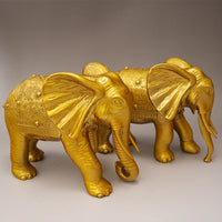 Brass Elephant Figurine Pair, Chinese Style, Indoor/Outdoor Decor