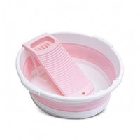 Collapsible Washboard Basin Space-Saving Foldable Wash Tub for Apartment