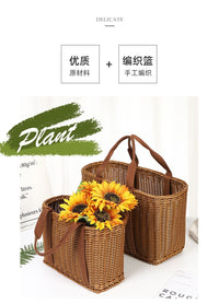 源头厂家仿藤手工编织提篮购物买菜篮子水果蔬菜采摘篮伴手礼花篮