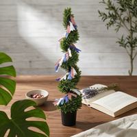 Potted Spiral Topiary Decorative Ribbon Bows Artificial Topiary Tree