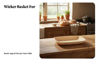 Rectangular Wicker Bin Breathable Design Rectangular Rattan Platter for Kitchen