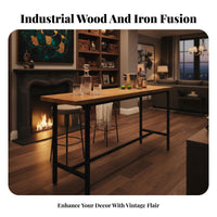 Sturdy Steel Frame Industrial Bar Table and Stool Set Long-Lasting Wood and Metal High Top Dining Set With Footrest Commercial Furniture Easy to Clean for Cafe Owners, Homeowners, Adults, Coffee Shop, Restaurant, Kitchen