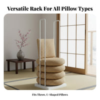 U-Shaped Pillow Display Rack Space Saving Pillow Display Rack Freestanding Floor Standing Cushion Holder for Retailers, Shopping Mall, Home, Household