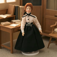 Vintage Style Ceramic Dollhouse Doll Cloth Porcelain Doll with Stand Posability Miniature Porcelain Lady Cute for Collectors