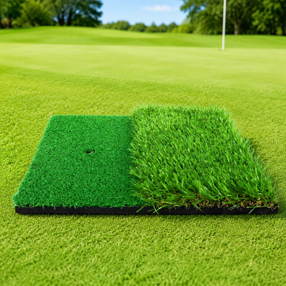 Portable Golf Practice Mat 30x30cm, Rubber Golf Hitting Mat, Golf Simulator Mat for Indoor Training