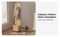 Solid Wood Rolling Hall Tree with Mirror Full-Length View Garment Stand Freestanding Coat Rack Mobile Design for Apartment Dwellers, Fashion Enthusiasts, Dressing Area, Entryway, Dorm Room, Walk-in Closet