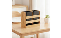 Bamboo Utensil Organizer Multi-Compartment Countertop Cutlery Holder Wooden Chopstick Holder with Compartments for Kitchen Counter, Dining Table
