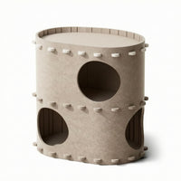 Double-Layer Cat House with Top Perch Foldable Felt Cat Cave Enclosed Pet Furniture Space-Saving for Corner