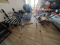 Free-Standing Foldable Double-Wing Clothes Drying Rack with Towel Rack, Plastic, Model 805