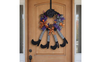 Wreath with Witch Legs Striped Door Wreath Easy to Hang Wall Hanging for Entryway