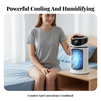 Portable Air Chiller Humidifies Personal Air Chiller Humidifier Multi-Functional Function USB Desk Fan for Students, Bedroom, Dorm Room, Office