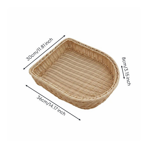 Imitation Rattan Slipper Basket Large Capacity Woven Slipper Holder Poly-Rattan Organizer Tray for Entryway