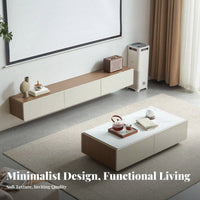 Retractable Media Stand with Coffee Table Extendable Design for Home, Homeowners