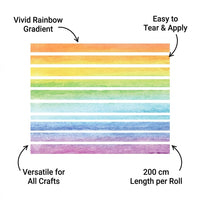 Washi Tape Set for Scrapbooking & Stamping Supplies, Rainbow Masking Planners, Decorative for Crafts Gift Wrapping, Colorful 10