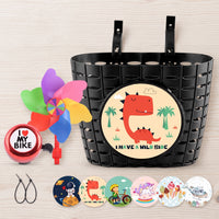 Kids' Bicycle Basket with Pinwheel and Bell for Balance Bikes & Mountain Bikes