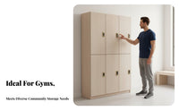 Lockable Wooden Locker Unit Large Capacity Changing Room Cabinet with Lock Heavy-Duty Multi-Door Storage Locker Realistic Wood Grain for Employees, Students, Clients, Gym, Bathroom, Office, School