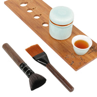 Kung Fu Tea Set Accessory Tea Brush, Ebony Wood and Bakelite Brush with Engraved LOGO, Teapot Brush, Tea Tray Brush