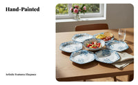 7 Pieces Dinnerware Aesthetic Design Floral Dinnerware Set Microwave Tableware for Housewarming, Entertaining