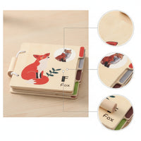 Early Learning Book Interactive Wooden Book with Tabs Toy Cognitive Smooth for Toddlers, Quiet Play, Travel